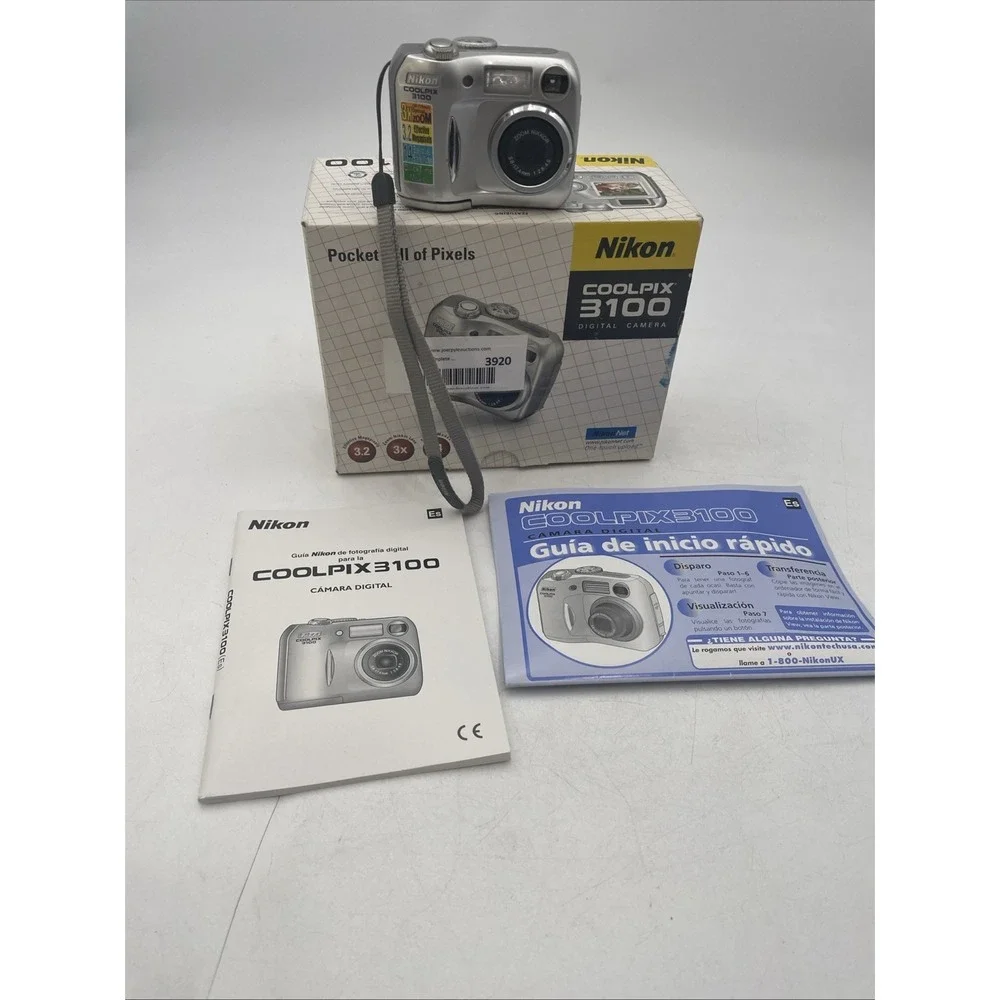 Nikon COOLPIX 3100 3.2MP Digital Camera 3X Zoom+Battery+Memory Card+Manuals-READ